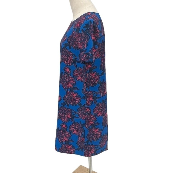 J. Crew Blue Pink Floral Shift Swing Gallery Dress Size 2 Women’s - Picture 3 of 8